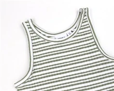 Name It oil green/bright white stribet tanktop